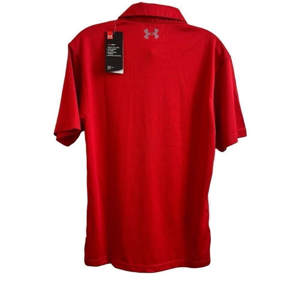 NEW Under Armour Men’s Heat Gear Loose Fit Polo Short Sleeves Red Size Medium - Picture 2 of 6
